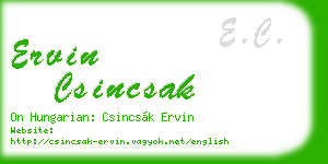 ervin csincsak business card